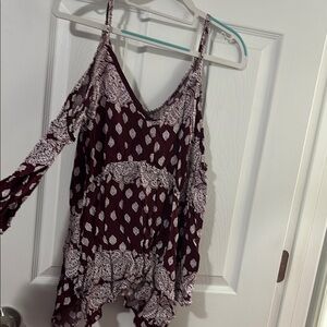 Charlotte Russe Burgundy and White Blouse